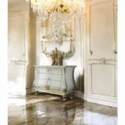 Casa Padrino Luxus Barock Kommode Weiß / Silber / Gold 135 cm - Made in Italy