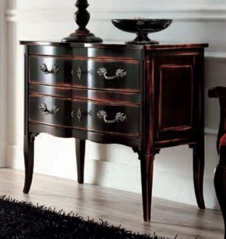 Casa Padrino Luxus Barock Kommode Antik Schwarz / Silber - Handgefertigte Massivholz Kommode mit 2 Schubladen - Barockstil Schlafzimmer Möbel - Barock Möbel - Luxus Qualität - Made in Italy