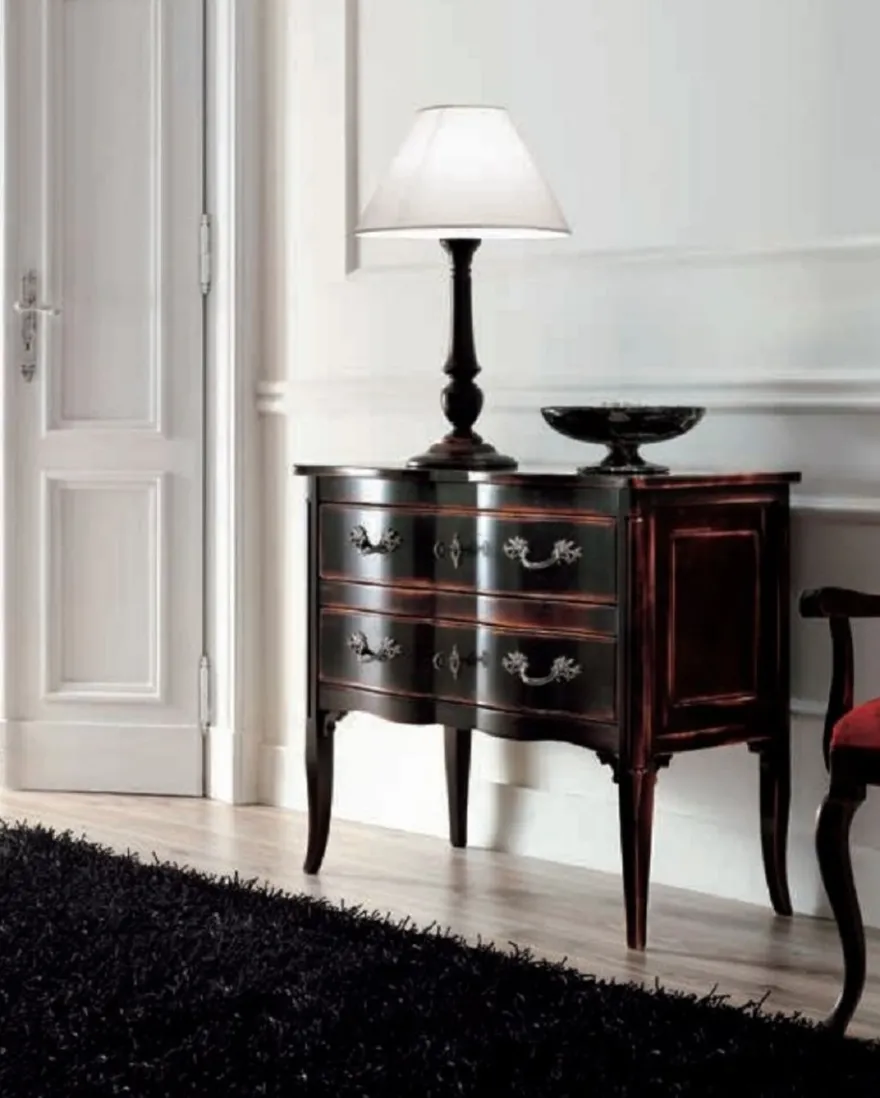 Casa Padrino Luxus Barock Kommode Antik Schwarz / Silber - Handgefertigte Massivholz Kommode mit 2 Schubladen - Barockstil Schlafzimmer Möbel - Barock Möbel - Luxus Qualität - Made in Italy