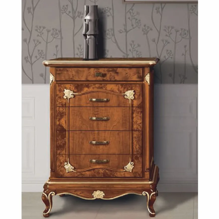 Casa Padrino Luxus Barock Kommode mit 5 Schubladen Braun / Gold H. 105 cm - Made in Italy