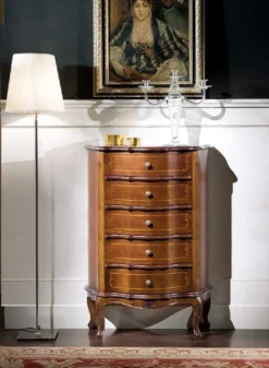 Casa Padrino Luxus Barock Kommode Braun - Edler Massivholz Schrank mit 5 Schubladen - Barock Möbel - Luxus Qualität - Made in Italy