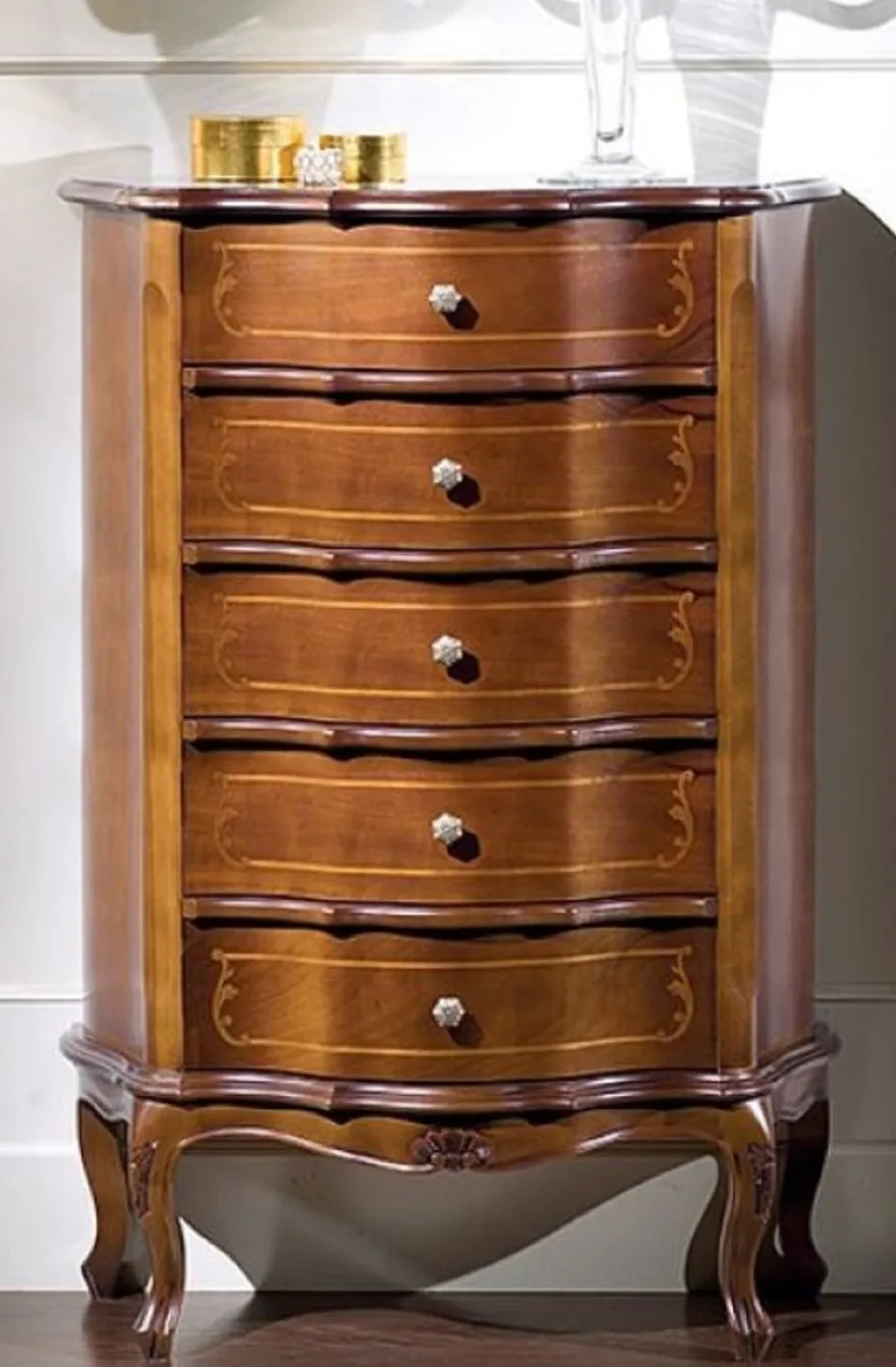 Casa Padrino Luxus Barock Kommode Braun - Edler Massivholz Schrank mit 5 Schubladen - Barock Möbel - Luxus Qualität - Made in Italy