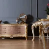 Casa Padrino Luxus Barock Kommode Beige / Weiß / Gold - Prunkvoller Massivholz Schrank mit 2 Schubladen - Barock Möbel