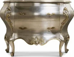 Casa Padrino Luxus Barock Kommode Silber / Gold 127,5 cm - Made in Italy