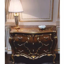 Casa Padrino Luxus Barock Kommode mit 3 Schubladen Braun / Gold 123 cm - Made in Italy