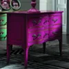 Casa Padrino Luxus Barock Kommode Antik Lila / Silber - Handgefertigte Massivholz Kommode mit 2 Schubladen - Barockstil Schlafzimmer Möbel - Barock Möbel - Luxus Qualität - Made in Italy