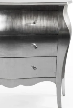Casa Padrino Luxus Barock Kommode Silber - Handgefertigte Massivholz Kommode mit 3 Schubladen - Luxus Möbel im Barockstil - Barock Möbel - Barock Einrichtung - Edel & Prunkvoll