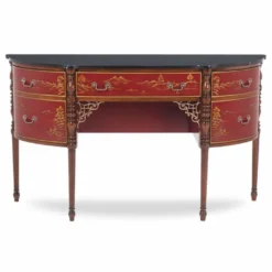 Casa Padrino Luxus Barock Kommode mit Marmorplatte Rot / Braun / Gold / Schwarz 145 cm
