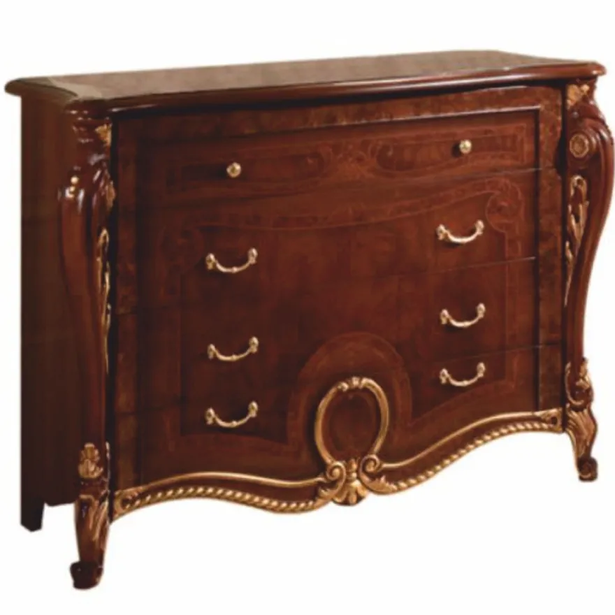 Casa Padrino Luxus Barock Kommode Dunkelbraun / Gold 133 cm - Made in Italy