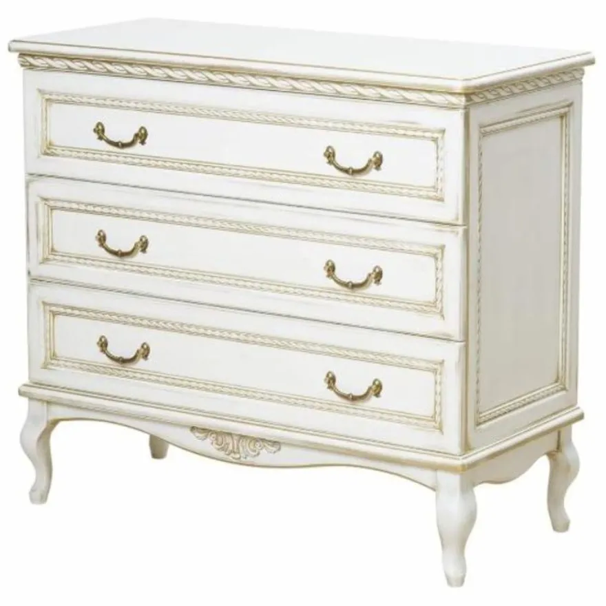 Casa Padrino Luxus Barock Kommode Weiß / Beige 100 cm - Prunkvolle Barock Möbel