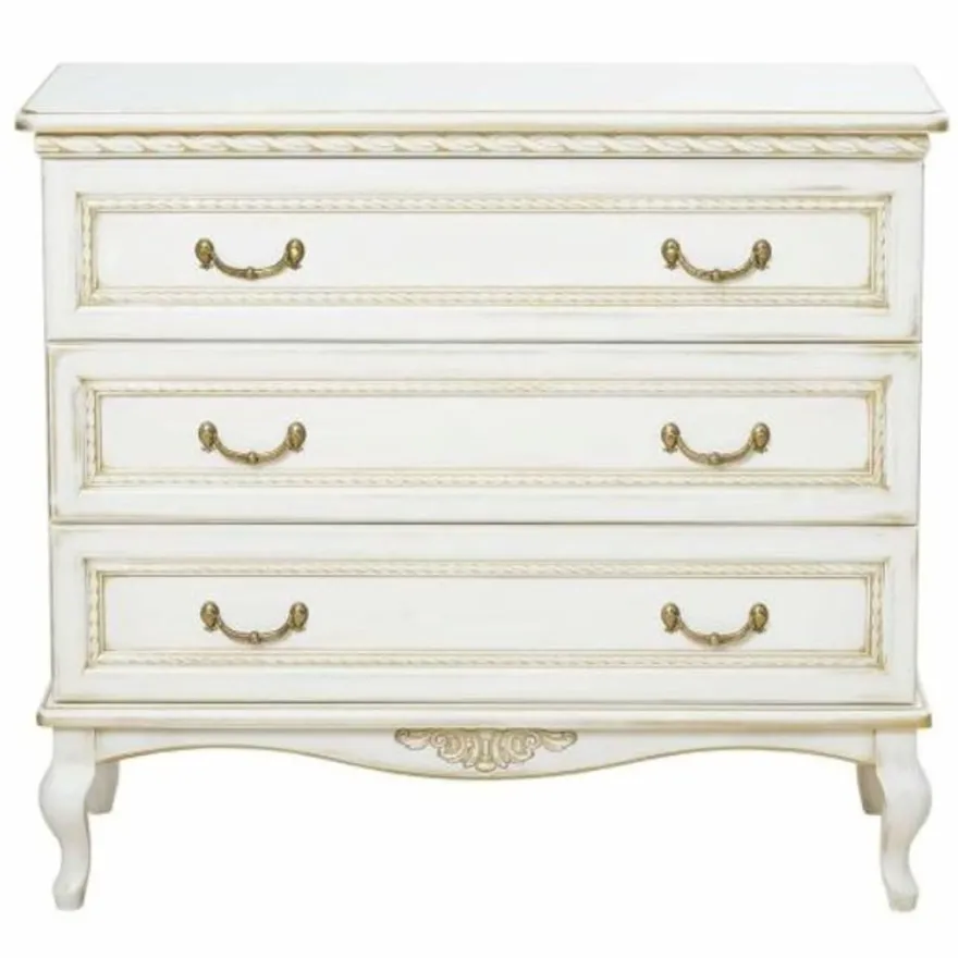 Casa Padrino Luxus Barock Kommode Weiß / Beige 100 cm - Prunkvolle Barock Möbel