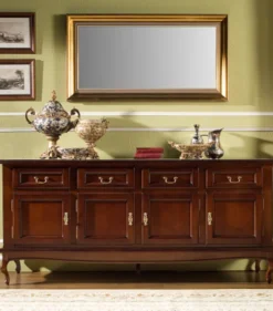 Casa Padrino Luxus Barock Kommode mit 4 Türen und 4 Schubladen 200 x 50 x H 90 cm - Sideboard Möbel Interior