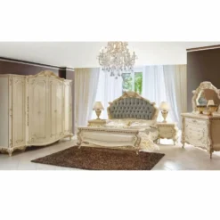 Casa Padrino Luxus Barock Kommode mit Spiegel Creme / Gold - Schlafzimmer Möbel