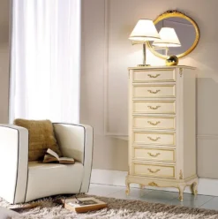 Casa Padrino Luxus Barock Kommode Creme / Gold - Handgefertigte Barockstil Massivholz Kommode mit 7 Schubladen - Handgefertigte italienische Barock Möbel - Luxus Qualität - Made in Italy