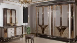 Casa Padrino Luxus Barock Kommode mit Spiegel Grau / Dunkelbraun / Gold - Barockstil Schlafzimmer Kommode mit Spiegel - Luxus Schlafzimmer Möbel im Barockstil - Barock Möbel - Edel & Prunkvoll