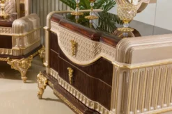 Casa Padrino Luxus Barock Kommode mit Spiegel Dunkelbraun / Grau / Gold - Barock Möbel