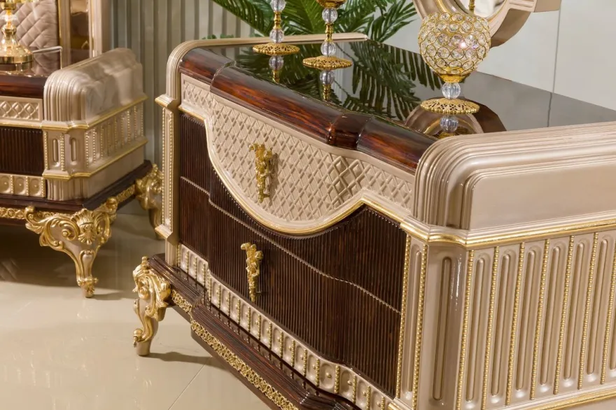 Casa Padrino Luxus Barock Kommode mit Spiegel Dunkelbraun / Grau / Gold - Barock Möbel