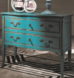 Casa Padrino Luxus Barock Kommode Antik Hellblau / Silber - Handgefertigte Massivholz Kommode mit 2 Schubladen - Barockstil Schlafzimmer Möbel - Barock Möbel - Luxus Qualität - Made in Italy