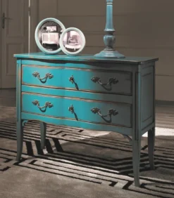 Casa Padrino Luxus Barock Kommode Antik Hellblau / Silber - Handgefertigte Massivholz Kommode mit 2 Schubladen - Barockstil Schlafzimmer Möbel - Barock Möbel - Luxus Qualität - Made in Italy