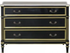 Casa Padrino Luxus Barock Kommode mit 3 Schubladen und Marmorplatte Schwarz / Gold / Weiß 111,3 x 52,6 x H. 81,3 cm - Luxus Möbel im Barockstil