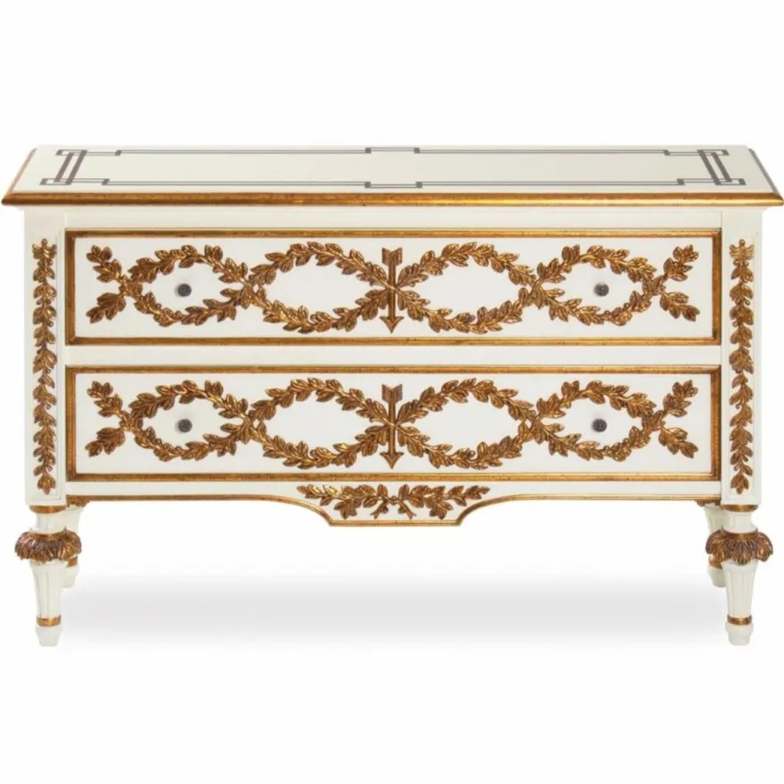 Casa Padrino Luxus Barock Kommode Elfenbein / Gold 135 cm - Barock Möbel