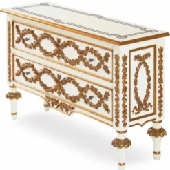 Casa Padrino Luxus Barock Kommode Elfenbein / Gold 135 cm - Barock Möbel