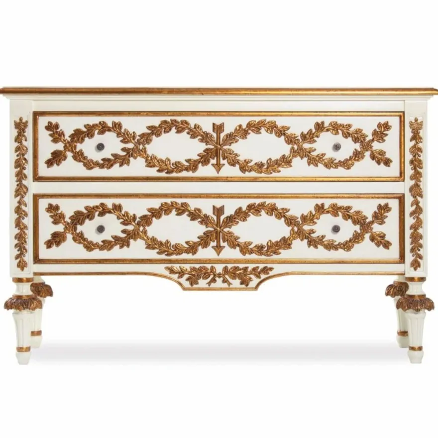 Casa Padrino Luxus Barock Kommode Elfenbein / Gold 135 cm - Barock Möbel