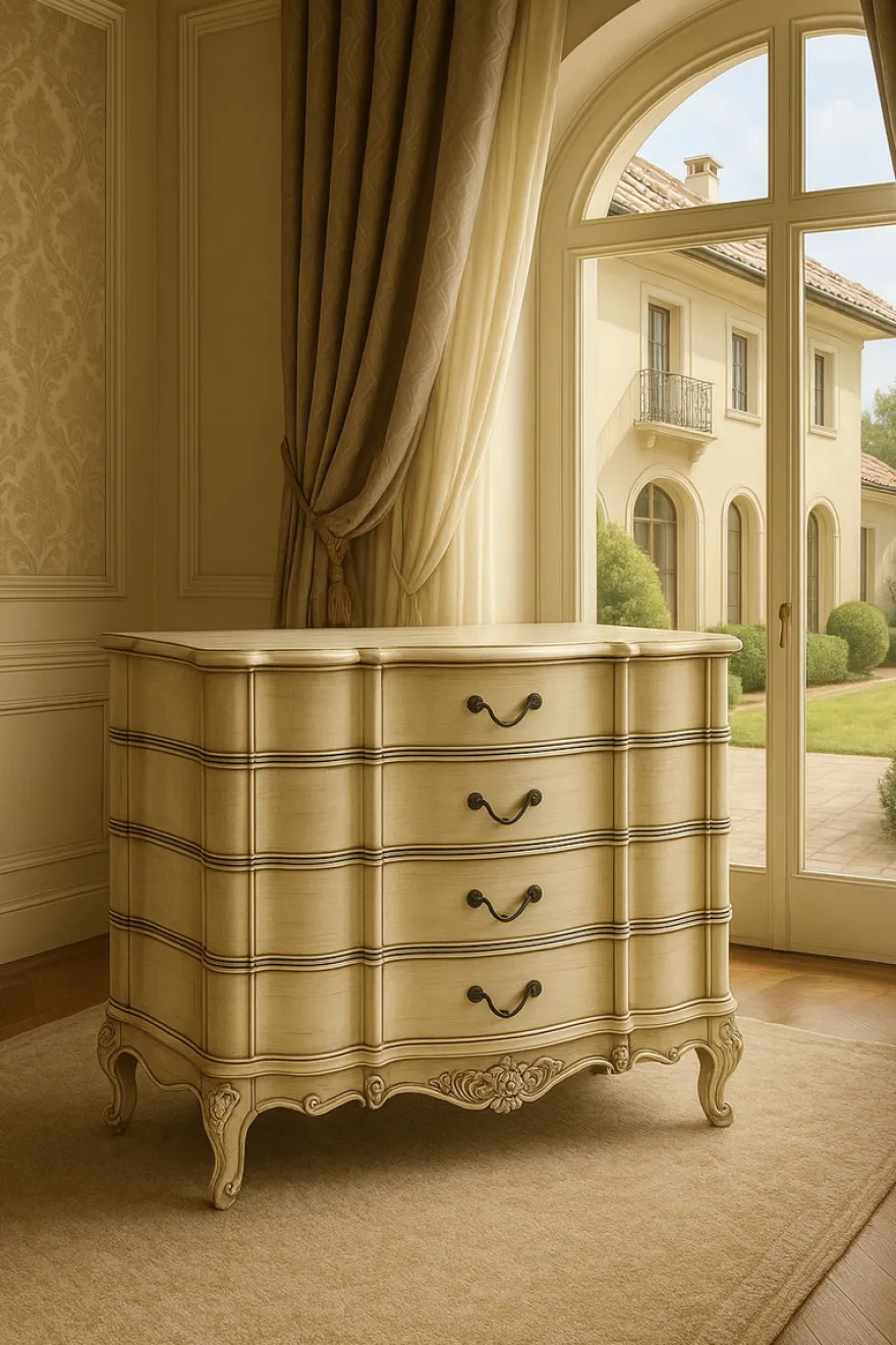 Casa Padrino Luxus Barock Kommode mit 4 Schubladen Creme 107 cm - Barock Möbel