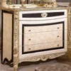 Casa Padrino Luxus Barock Kommode Weiß / Beige / Schwarz / Gold - Handgefertigte Barock Kommode mit 4 Schubladen - Luxus Schlafzimmer Möbel im Barockstil - Barock Schlafzimmer Möbel