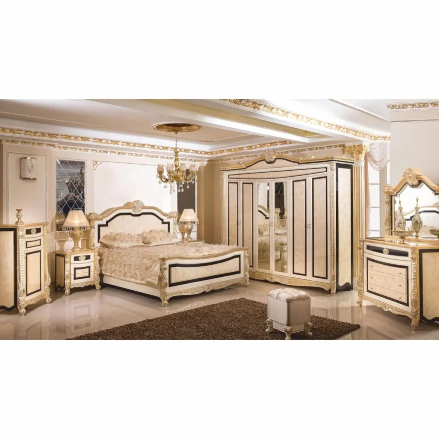 Casa Padrino Luxus Barock Kommode Weiß / Beige / Schwarz / Gold - Handgefertigte Barock Kommode mit 4 Schubladen - Luxus Schlafzimmer Möbel im Barockstil - Barock Schlafzimmer Möbel