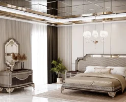 Casa Padrino Luxus Barock Kommode mit Wandspiegel Dunkelbraun / Grau / Gold