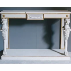 Casa Padrino Luxus Barock Konsole Grau / Gold 144 cm - Barock Möbel - Made in Italy