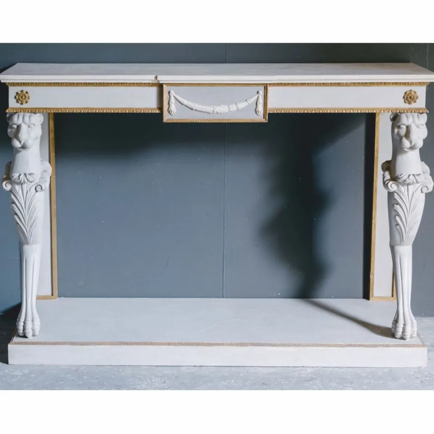 Casa Padrino Luxus Barock Konsole Grau / Gold 144 cm - Barock Möbel - Made in Italy