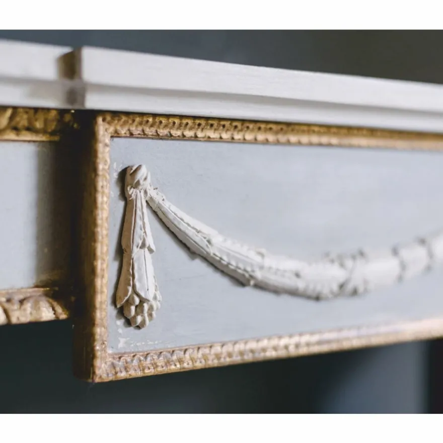 Casa Padrino Luxus Barock Konsole Grau / Gold 144 cm - Barock Möbel - Made in Italy