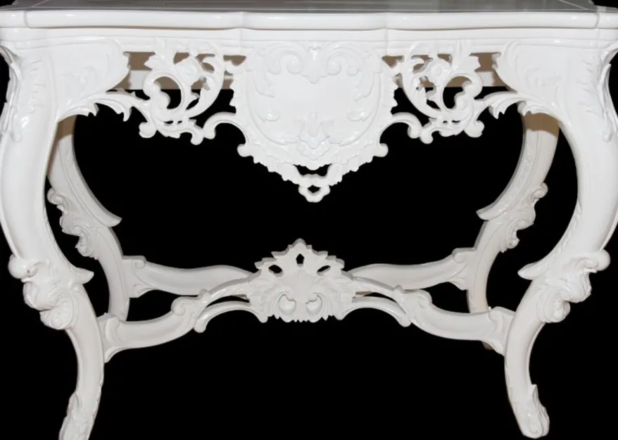 Casa Padrino Luxus Barock Konsolentisch in Weiss, Massivholz, Breite 110 cm, Tiefe 45 cm, Höhe 86 cm