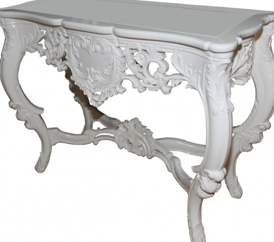 Casa Padrino Luxus Barock Konsolentisch in Weiss, Massivholz, Breite 110 cm, Tiefe 45 cm, Höhe 86 cm