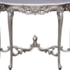 Casa Padrino Luxus Barock Konsole Silber / Weiß - Handgeferigter Massivholz Konsolentisch mit Marmorplatte - Barock Möbel