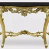 Casa Padrino Luxus Barock Konsole Gold / Schwarz - Handgefertigter Massivholz Konsolentisch mit Marmorplatte - Luxus Wohnzimmer Möbel im Barockstil - Barock Möbel - Barock Einrichtung