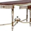 Casa Padrino Luxus Barock Konsole Weiß / Braun / Gold - Handgefertigter Massivholz Konsolentisch mit Schublade - Luxus Wohnzimmer Möbel im Barockstil - Barock Möbel - Barock Einrichtung