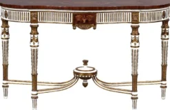 Casa Padrino Luxus Barock Konsole Weiß / Braun / Gold - Handgefertigter Massivholz Konsolentisch mit Schublade - Luxus Wohnzimmer Möbel im Barockstil - Barock Möbel - Barock Einrichtung