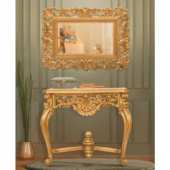 Casa Padrino Luxus Barock Konsole mit Wandspiegel Gold - Prunkvolle Barock Möbel