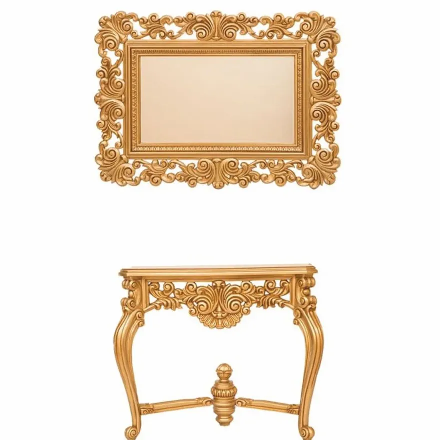 Casa Padrino Luxus Barock Konsole mit Wandspiegel Gold - Prunkvolle Barock Möbel