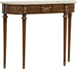 Casa Padrino Luxus Barock Konsole Braun / Gold / Cremefarben - Handgefertigter Massivholz Konsolentisch mit edlen Verzierungen und Marmorplatte - Barock Möbel