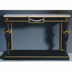 Casa Padrino Luxus Barock Konsole Schwarz / Gold / Weiß 144 cm - Barock Möbel - Made in Italy