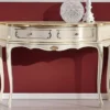 Casa Padrino Luxus Barock Konsole Cremefarben / Gold - Handgefertigter Massivholz Konsolentisch mit Schublade - Barock Möbel - Luxus Qualität - Made in Italy