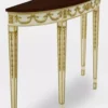 Casa Padrino Luxus Barock Konsole Weiß / Gold / Dunkelbraun - Handgefertigter Massivholz Konsolentisch - Luxus Wohnzimmer Möbel im Barockstil - Barock Möbel - Barock Einrichtung