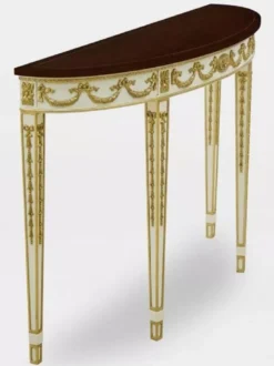 Casa Padrino Luxus Barock Konsole Weiß / Gold / Dunkelbraun - Handgefertigter Massivholz Konsolentisch - Luxus Wohnzimmer Möbel im Barockstil - Barock Möbel - Barock Einrichtung