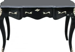 Casa Padrino Luxus Barock Konsolentisch in Schwarz und Gold, 120 x 80 x 58 cm, Sekretär mit drei Schubladen