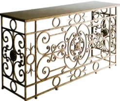 Casa Padrino Luxus Barock Konsole Weiß / Antik Gold 172 x 51 x H. 95 cm - Barockmöbel