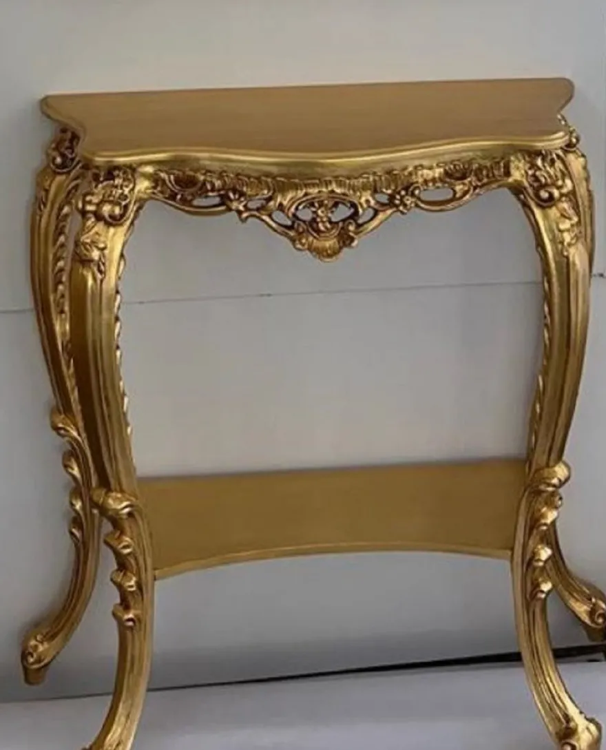 Casa Padrino Luxus Barock Konsole Gold - Prunkvoller Massivholz Konsolentisch - Handgefertigte Luxus Barock Möbel - Luxus Qualität - Made in Italy